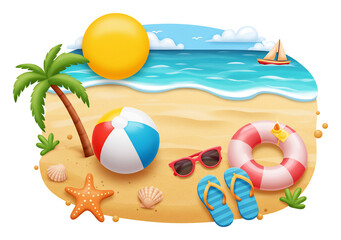 輝く砂浜 夏休み 海遊び