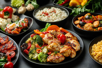 Rich and Flavorful Food Selection on a Decorative Table