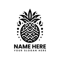 Stylized pineapple vector graphic with geometric pattern. Modern tropical fruit design