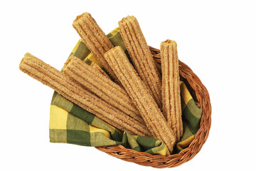 바구니에 담긴 맛있는 츄러스.