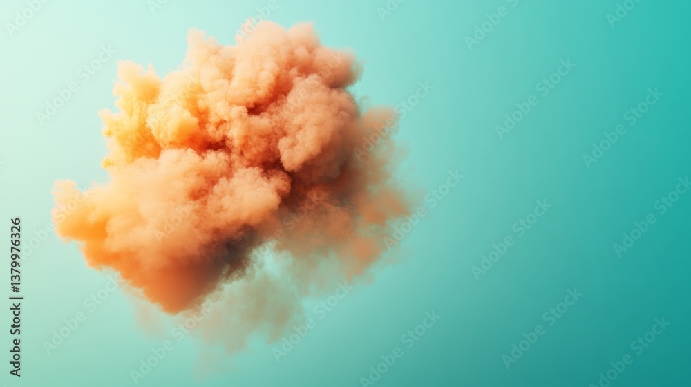 Poster a striking explosion of orange and yellow hues bursts against a soft pastel blue backdrop, creating 