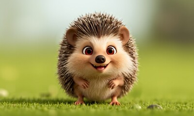 cute 3d character of Happy Hedgehog &ndash; Cheerful small but determined