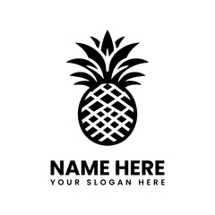 Monochrome pineapple illustration with geometric design. Modern tropical fruit art