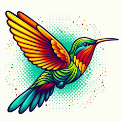 Obraz premium Fantasy world. Vector illustration of paradise hummingbird bird isolated on a white background. Abstract drawing.