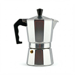stainless steel moka pot isolated on white background