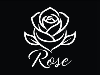 Elegant White Rose on Black Background