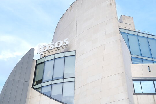 A tight shot of the Ipsos building on a sunny day. Paris, France - August 7, 2024/ 