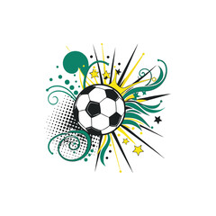 soccer ball on abstract colorful splashes