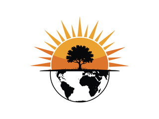 Obraz premium Earth Tree Growth Silhouettes Vector Set 
