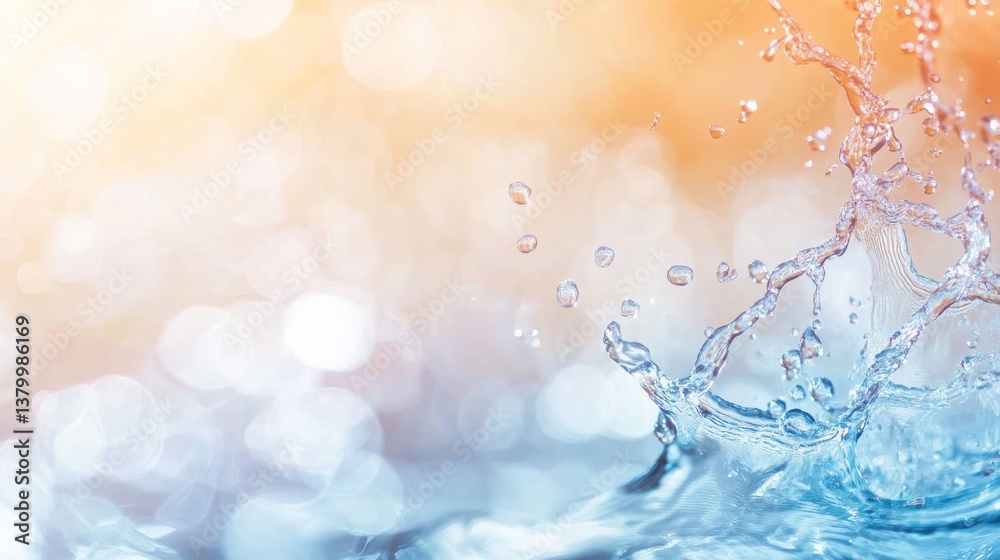Poster Abstract water forms a captivating vortex of orange and blue hues, with fluid motion and reflections inviting exploration of depth and movement