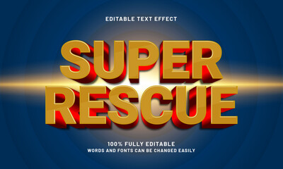 super rescue editable text effect with a hero and super text style