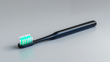sleek black toothbrush with soft bristles, designed for effective dental care and hygiene