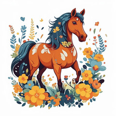 beautiful graphic image of a horse in colors, symbol of the new year 2026. pet, illustration. artificial intelligence generator, AI, neural network image. background for the design.