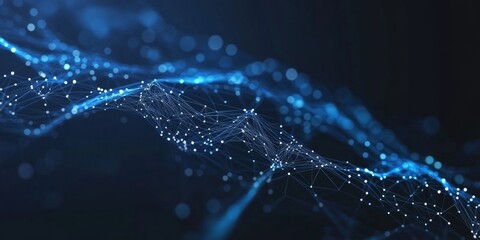 Abstract Blue Technology Background. Network Connection Structure. Big Data Digital Background.