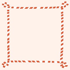 Obraz premium red and white line frame on pink background, sign and label for presentation decoration, Christmas template decoration