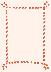 Obraz premium red and white line frame on pink background, sign and label for presentation decoration, Christmas template decoration
