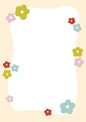 tiny colorfu flowers frame template for paper decoration, png border