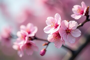 Obraz premium Delicate pink cherry blossoms, full bloom, soft petals , surface, petal