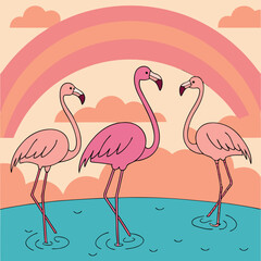 Obraz premium pink flamingo birds