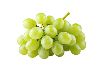 Fresh green grapes clustered together on a minimalistic white background