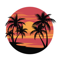 Urban Scene With Palm Trees beach vector design