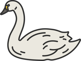 Fototapeta premium 白鳥（線画カラー）のイラスト