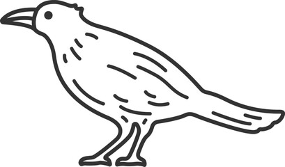 カラス（線画）のイラスト