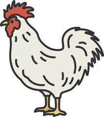 鶏（線画カラー）のイラスト