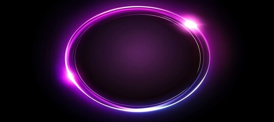Neon Glow Circle, Vibrant Pink and Blue Light Effect, Isolated on Black Background, With Copy Space