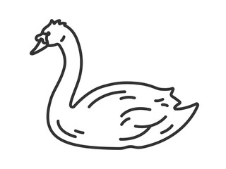 コブハクチョウ（線画）のイラスト