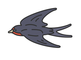 燕（線画カラー）のイラスト
