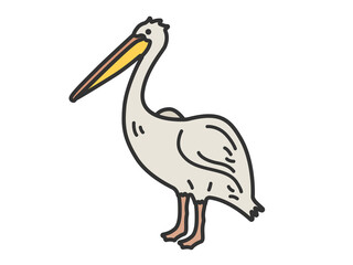 ペリカン（線画カラー）のイラスト