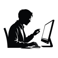 AI Engineer Silhouette, Vector, Icon, Logo, White Background.