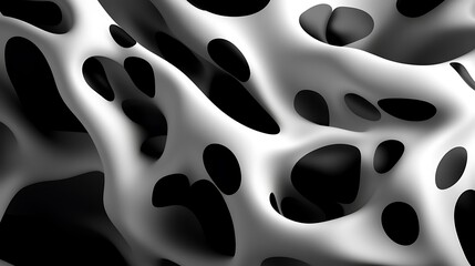 Abstract Black  White 3D Fluid Wave Pattern.