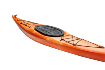 Bright orange kayak resting on a smooth surface, ready for adventure on a sunny day outdoors
