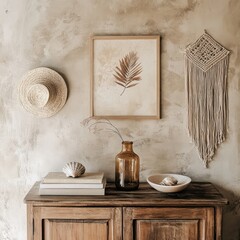 Naklejka premium Boho Rustic Wall Decor and Styling By Generated AI