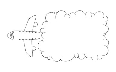 Hand Drawn Plane with Cloud Text Box