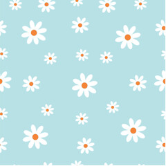 Daisy flower Seamless pattern. Cute floral print background vector illustration.
