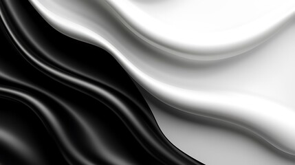Obraz premium Black White Silk Waves Abstract Texture Background.