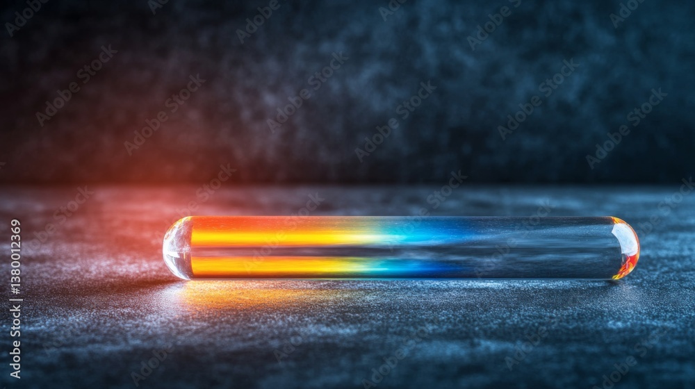 Poster a single crystal prism refracts vivid rainbow colors onto a dark background, creating a stunning int