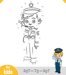 Numbers game, education dot to dot game for kids, Police officer boy
