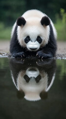Obraz premium giant panda eating bamboo