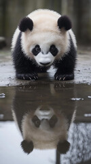 Obraz premium giant panda eating bamboo