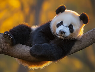 Obraz premium giant panda eating bamboo