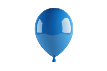 A bright blue balloon floating gracefully in a serene background at midday