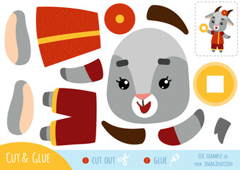 Education paper game for children, Chinese new year character goat and coin
