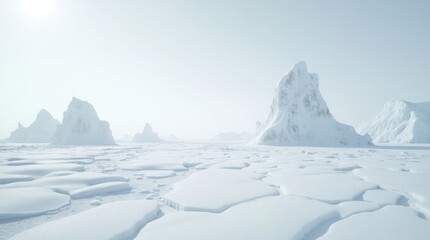 A breathtaking view of Antarctica&rsquo;s icy wilderness, featuring towering glaciers and an endless white horizon