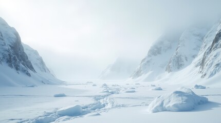 Obraz premium A breathtaking view of Antarctica’s icy wilderness, featuring towering glaciers and an endless white horizon
