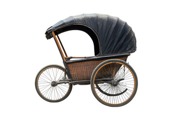 Artistic vintage baby carriage displayed against a minimalist backdrop showcasing timeless design