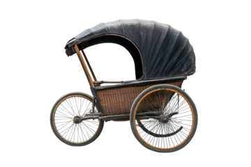 Artistic vintage baby carriage displayed against a minimalist backdrop showcasing timeless design